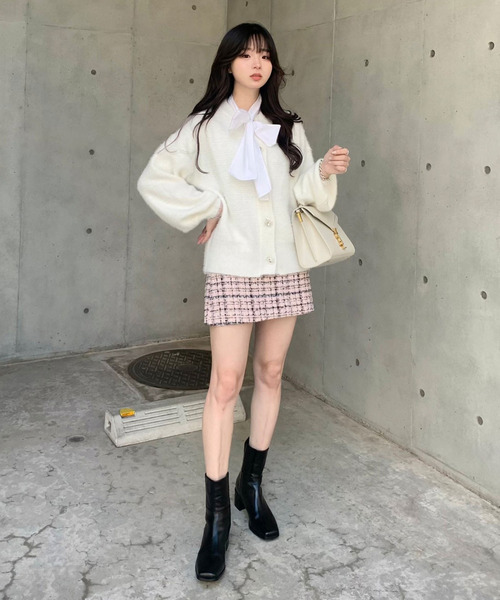 titty&Co. PETIT by poyo(ティティーアンドコープティバイポヨ)の「【titty&Co.PETIT by POYO】ラメツイードチェックミニスカート(スカート・レディース・ピンク/グリーン・SMALL/MEDIUM)」の5枚目の写真