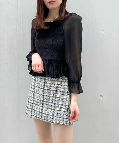 titty&Co. PETIT by poyo(ティティーアンドコープティバイポヨ)の「【titty&Co.PETIT by POYO】ラメツイードチェックミニスカート(スカート・レディース・ピンク/グリーン・SMALL/MEDIUM)」の20枚目の写真