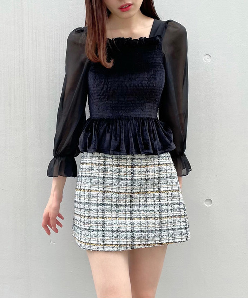 titty&Co. PETIT by poyo(ティティーアンドコープティバイポヨ)の「【titty&Co.PETIT by POYO】ラメツイードチェックミニスカート(スカート・レディース・ピンク/グリーン・SMALL/MEDIUM)」の21枚目の写真