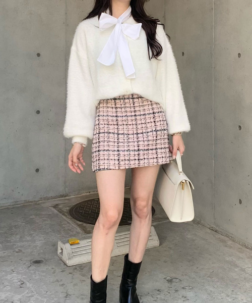 titty&Co. PETIT by poyo(ティティーアンドコープティバイポヨ)の「【titty&Co.PETIT by POYO】ラメツイードチェックミニスカート(スカート・レディース・ピンク/グリーン・SMALL/MEDIUM)」の22枚目の写真