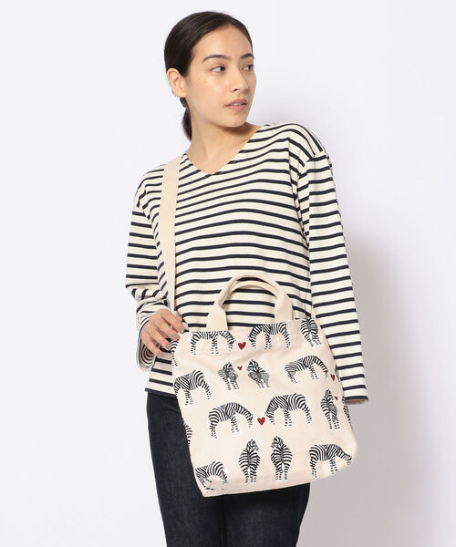 BOHEMIANS（ボヘミアンズ）の「BOHEMIANS/ボヘミアンズ　SMALL ZEBRA TOTE BAG M　スモールゼブラトートバッグ　M（ショルダーバッグ・レディース・ナチュラル/ブラック・FREE）」の10枚目の写真