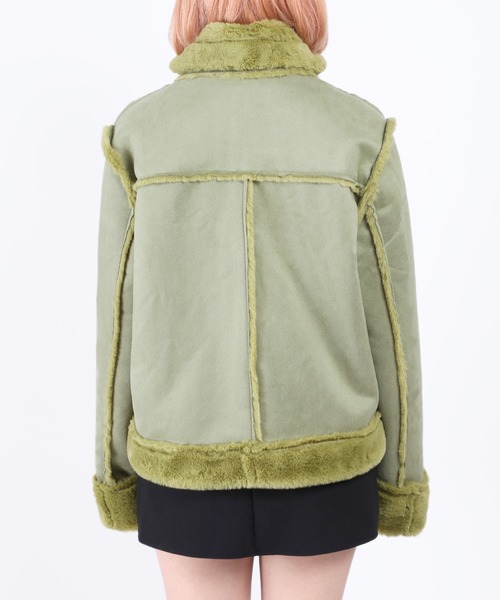 WC(ダブル シー)の「カラーフェイクムートンコート(ムートンコート・レディース・ブラック/グリーン・FREE)」の9枚目の写真