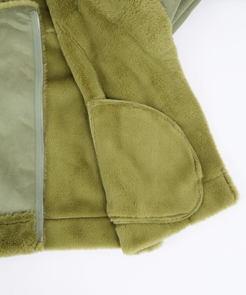 WC(ダブル シー)の「カラーフェイクムートンコート(ムートンコート・レディース・ブラック/グリーン・FREE)」の14枚目の写真