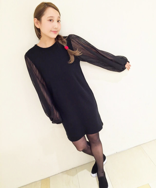 Kastane（カスタネ）の「【Kastane】袖チュールワンピース（ワンピース・レディース・グレー/ブラック・FREE）」の2枚目の写真