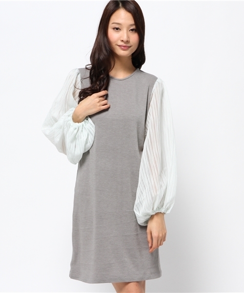 Kastane（カスタネ）の「【Kastane】袖チュールワンピース（ワンピース・レディース・グレー/ブラック・FREE）」の3枚目の写真