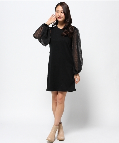 Kastane（カスタネ）の「【Kastane】袖チュールワンピース（ワンピース・レディース・グレー/ブラック・FREE）」の5枚目の写真