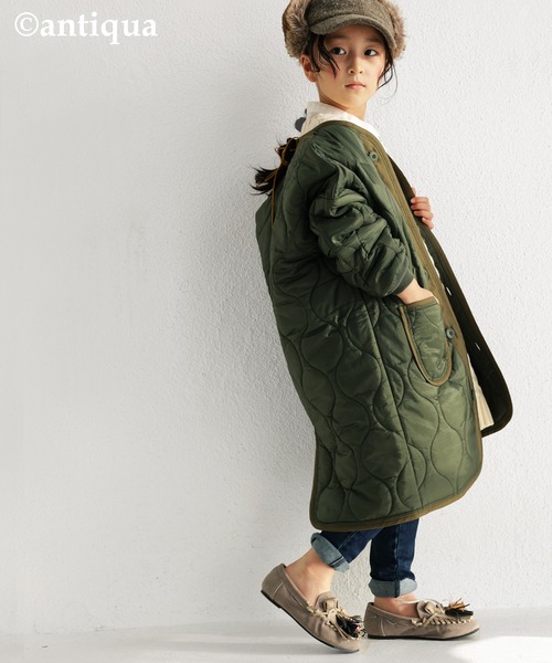antiqua(アンティカ)の「キルティングライナーコート(ダウンジャケット/コート・キッズ・ブラック/カーキ・4/6)」の7枚目の写真