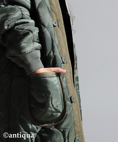 antiqua(アンティカ)の「キルティングライナーコート(ダウンジャケット/コート・キッズ・ブラック/カーキ・4/6)」の8枚目の写真