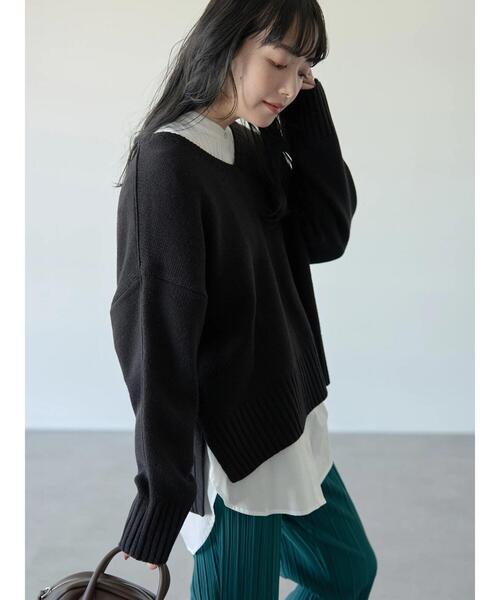 【美品】ETRE TOKYO 2ピースアウトリンキングニットプルオーバー ETRE TOKYO 2ピースアウトリンキングニットプルオーバー