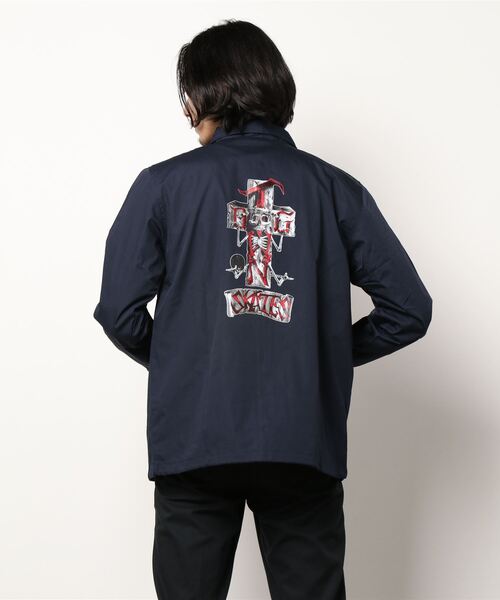 DOGTOWN（ドッグタウン）の「STONE FISH T/C COACH JACKET/DOGTOWN(ドッグタウン）ナイロンバックプリントコーチジャケット（ナイロンジャケット・メンズ・ネイビー/ブラック・MEDIUM/LARGE/X-LARGE）」の4枚目の写真