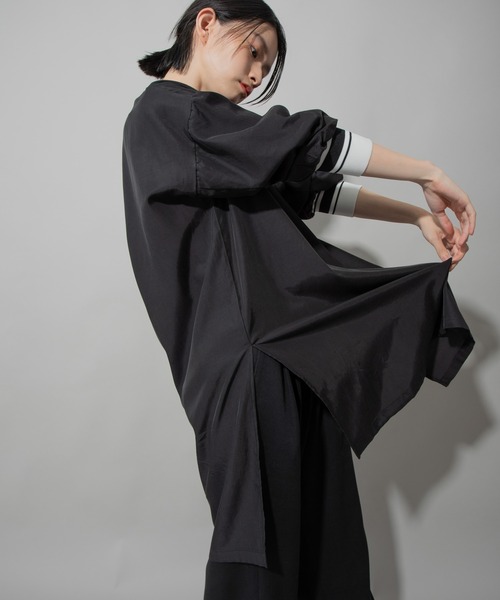 Munich(ミューニック)の「布帛×ニットリブパフスリーブリブトップス(シャツ/ブラウス・レディース・ホワイト/ブラック/ベージュ・FREE)」の3枚目の写真