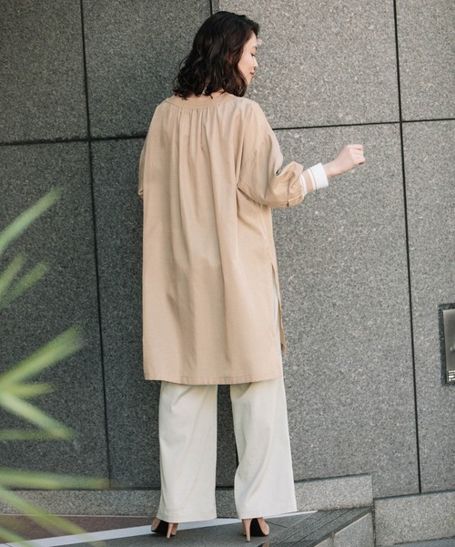 Munich(ミューニック)の「布帛×ニットリブパフスリーブリブトップス(シャツ/ブラウス・レディース・ホワイト/ブラック/ベージュ・FREE)」の6枚目の写真