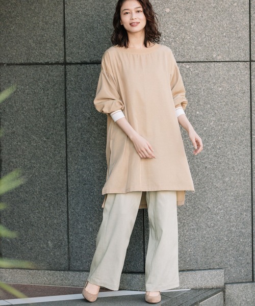 Munich(ミューニック)の「布帛×ニットリブパフスリーブリブトップス(シャツ/ブラウス・レディース・ホワイト/ブラック/ベージュ・FREE)」の4枚目の写真