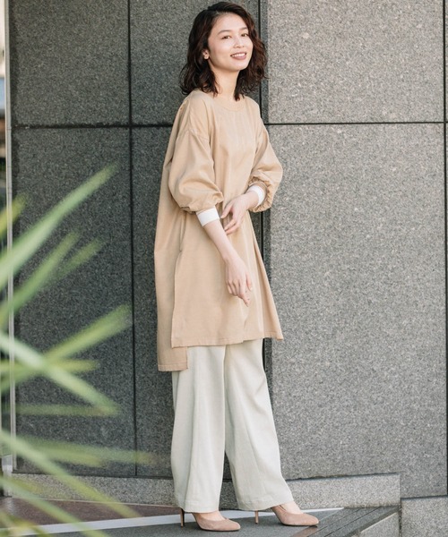 Munich(ミューニック)の「布帛×ニットリブパフスリーブリブトップス(シャツ/ブラウス・レディース・ホワイト/ブラック/ベージュ・FREE)」の5枚目の写真