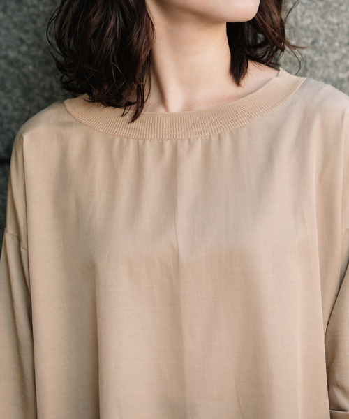 Munich(ミューニック)の「布帛×ニットリブパフスリーブリブトップス(シャツ/ブラウス・レディース・ホワイト/ブラック/ベージュ・FREE)」の12枚目の写真