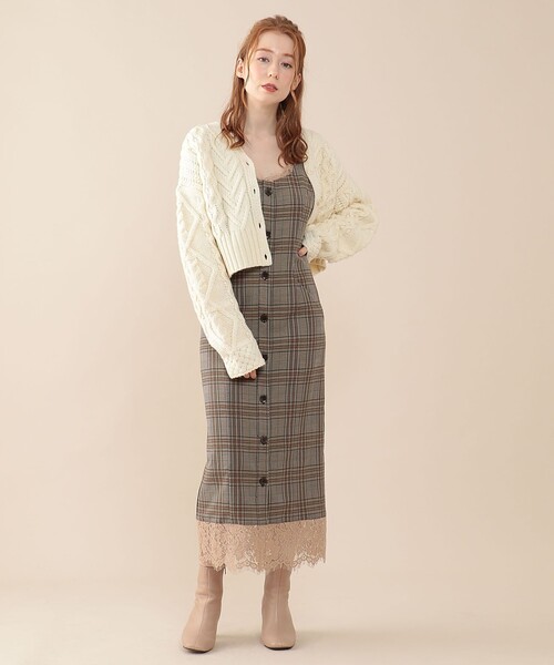 DEICY（デイシー）の「レースチェックジャンスカ（ジャンパースカート・レディース・ベージュ/ブラウン・1/0）」の18枚目の写真