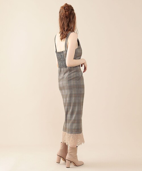 DEICY（デイシー）の「レースチェックジャンスカ（ジャンパースカート・レディース・ベージュ/ブラウン・1/0）」の14枚目の写真