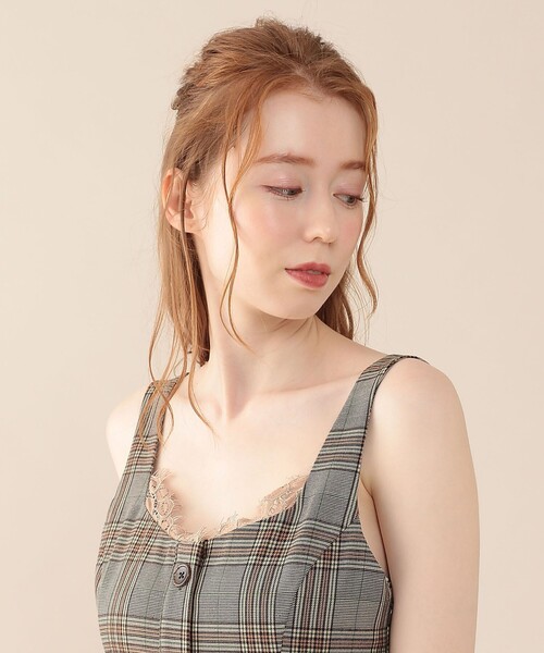 DEICY（デイシー）の「レースチェックジャンスカ（ジャンパースカート・レディース・ベージュ/ブラウン・1/0）」の17枚目の写真