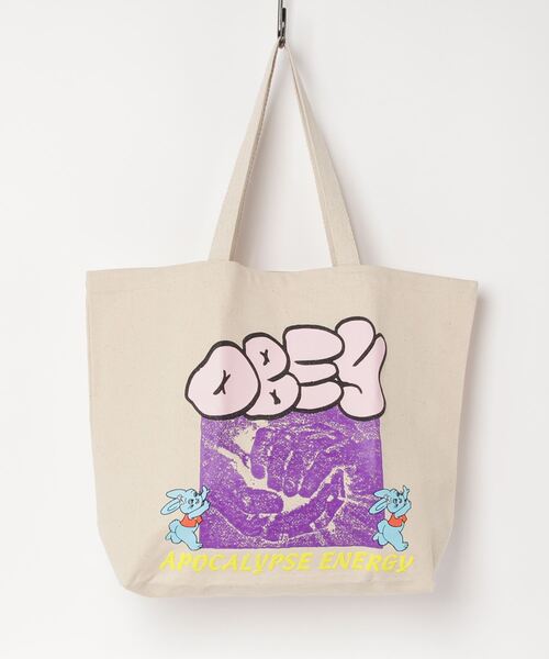 OBEY/オベイ キャンバス プリント入り トートバッグ（トート