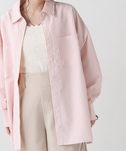 RAY CASSIN（レイカズン）の「ストライプシャツ（シャツ/ブラウス・レディース・グリーン系/ネイビー系/ピンク系・FREE）」の8枚目の写真