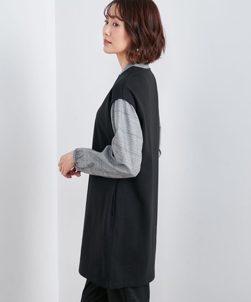 DECOY SINCE 1981(デコイシンスイチキュウハチイチ)の「レイヤード風ドッキングチュニック(Tシャツ/カットソー・レディース・グレー/ブラウン・L/LL/M)」の4枚目の写真