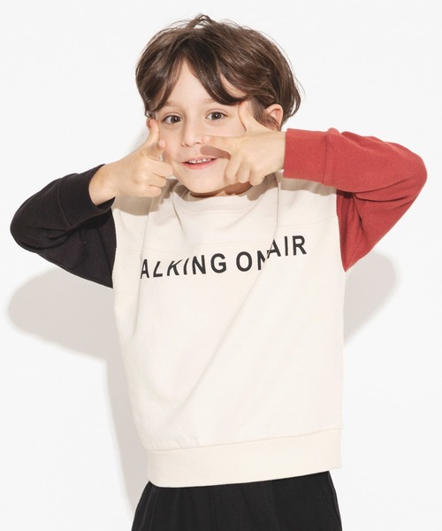 BRANSHES（ブランシェス）の「【クレイジースリーブ】ロゴトレーナー（スウェット・キッズ・アイボリー/サックスブルー・100/90/120/110/130/140/150）」の2枚目の写真