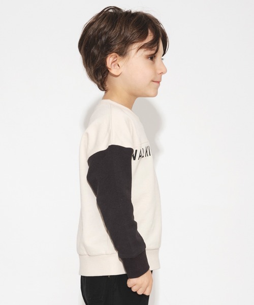 BRANSHES（ブランシェス）の「【クレイジースリーブ】ロゴトレーナー（スウェット・キッズ・アイボリー/サックスブルー・100/90/120/110/130/140/150）」の3枚目の写真