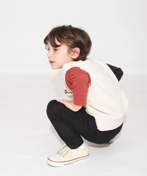 BRANSHES（ブランシェス）の「【クレイジースリーブ】ロゴトレーナー（スウェット・キッズ・アイボリー/サックスブルー・100/90/120/110/130/140/150）」の8枚目の写真