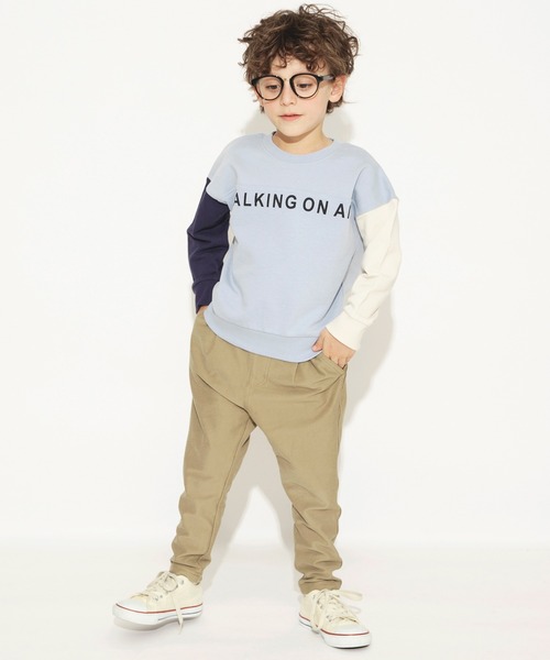 BRANSHES（ブランシェス）の「【クレイジースリーブ】ロゴトレーナー（スウェット・キッズ・アイボリー/サックスブルー・100/90/120/110/130/140/150）」の5枚目の写真