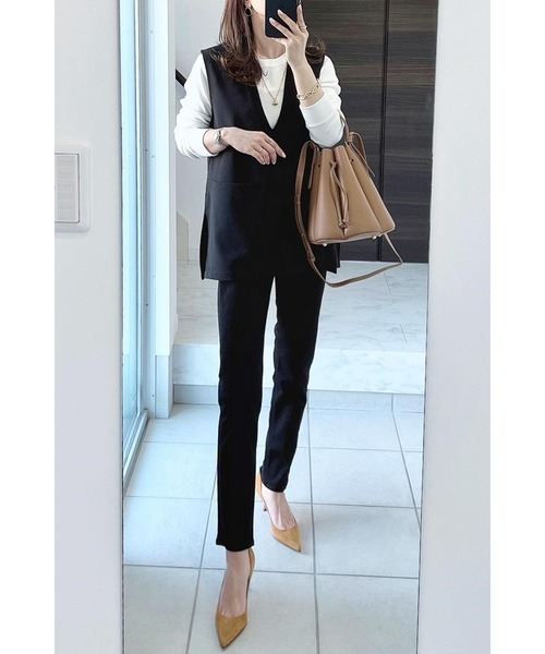 Bonjour Sagan（ボンジュールサガン）の「フロントポケットベスト（ベスト・レディース・ブラック/グレイッシュベージュ・FREE）」の16枚目の写真