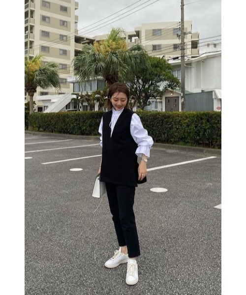 Bonjour Sagan（ボンジュールサガン）の「フロントポケットベスト（ベスト・レディース・ブラック/グレイッシュベージュ・FREE）」の19枚目の写真