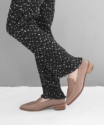 本革ピース ウッドヒールローファー 3cmヒール