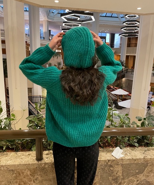 Didot.showroom（ディドット ショールーム）の「balaclava knit tops set / 《同ニット》バラクラバ＆ニットトップスSET（ニット/セーター・レディース・ベージュ/ネイビー/アイボリー/グリーン/ラベンダー・FREE）」の3枚目の写真