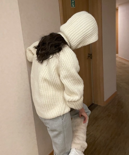 Didot.showroom（ディドット ショールーム）の「balaclava knit tops set / 《同ニット》バラクラバ＆ニットトップスSET（ニット/セーター・レディース・ベージュ/ネイビー/アイボリー/グリーン/ラベンダー・FREE）」の2枚目の写真