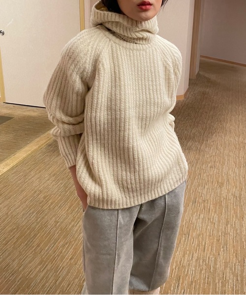 Didot.showroom（ディドット ショールーム）の「balaclava knit tops set / 《同ニット》バラクラバ＆ニットトップスSET（ニット/セーター・レディース・ベージュ/ネイビー/アイボリー/グリーン/ラベンダー・FREE）」の15枚目の写真