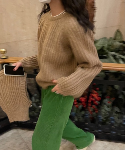 Didot.showroom（ディドット ショールーム）の「balaclava knit tops set / 《同ニット》バラクラバ＆ニットトップスSET（ニット/セーター・レディース・ベージュ/ネイビー/アイボリー/グリーン/ラベンダー・FREE）」の16枚目の写真