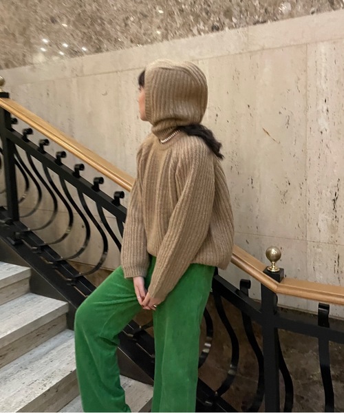 Didot.showroom（ディドット ショールーム）の「balaclava knit tops set / 《同ニット》バラクラバ＆ニットトップスSET（ニット/セーター・レディース・ベージュ/ネイビー/アイボリー/グリーン/ラベンダー・FREE）」の20枚目の写真