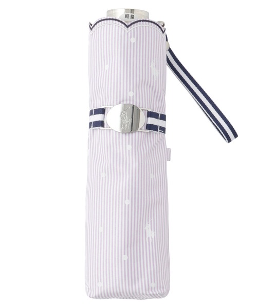 遮光 晴雨兼用折りたたみ日傘 ”ストライプドット”（折りたたみ傘