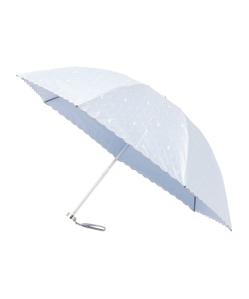 遮光 晴雨兼用折りたたみ日傘 ”ストライプドット”（折りたたみ傘