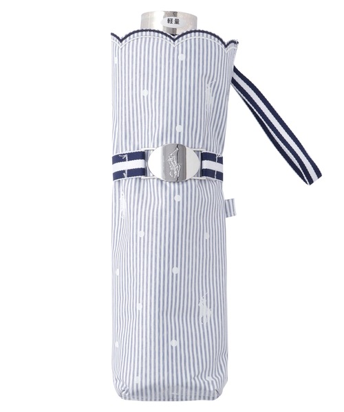 遮光 晴雨兼用折りたたみ日傘 ”ストライプドット”（折りたたみ傘