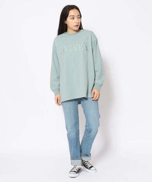 AVIREX（アヴィレックス）の「FINE COLOR SCHEME　EMBROIDERY　TOPS/ ファインカラースキーム刺繍トップス（Tシャツ/カットソー・レディース・グリーン/オフホワイト/ブラック・FREE）」の10枚目の写真