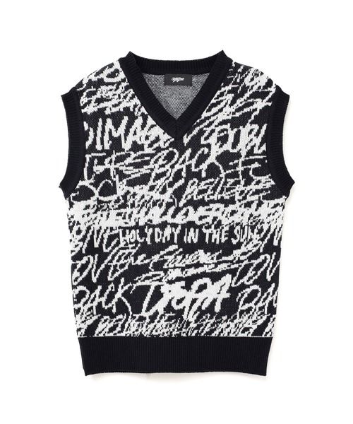 MYne(マイン)の「【MYne】Rakugaki Knit Vest(ニット/セーター・メンズ・ブラック/パープル・M/L)」の9枚目の写真