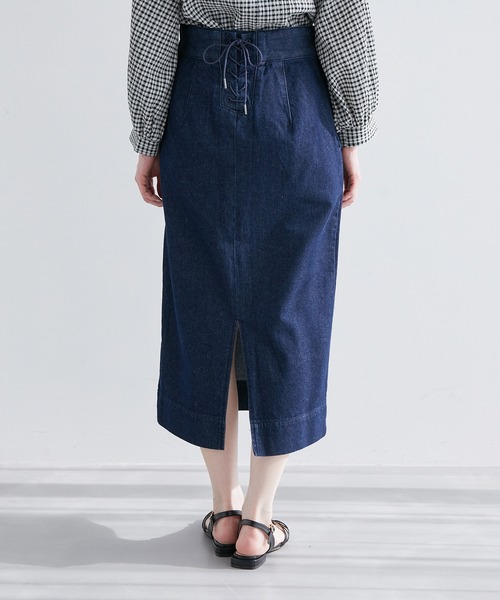 ROPE' PICNIC(ロペピクニック)の「【お仕事にも】バックレースアップアイラインスカート(デニムスカート・レディース・ネイビー/ブルー系その他3・36/38/40)」の8枚目の写真