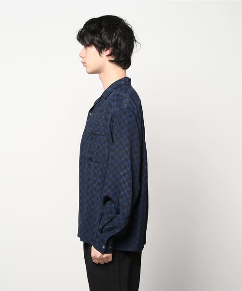 JOHN MASON SMITH（ジョンメイソンスミス）の「JOHN MASON SMITH CHECK JOUQURD OPEN CALLOR SHIRT (22SSH-#113)（シャツ/ブラウス・メンズ・ネイビー・MEDIUM/LARGE）」の2枚目の写真