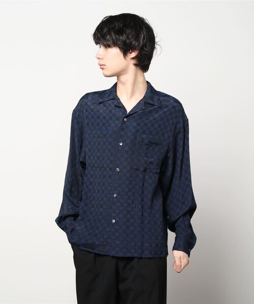 JOHN MASON SMITH（ジョンメイソンスミス）の「JOHN MASON SMITH CHECK JOUQURD OPEN CALLOR SHIRT (22SSH-#113)（シャツ/ブラウス・メンズ・ネイビー・MEDIUM/LARGE）」の5枚目の写真