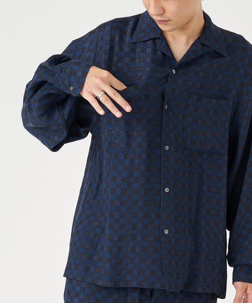 JOHN MASON SMITH（ジョンメイソンスミス）の「JOHN MASON SMITH CHECK JOUQURD OPEN CALLOR SHIRT (22SSH-#113)（シャツ/ブラウス・メンズ・ネイビー・MEDIUM/LARGE）」の16枚目の写真