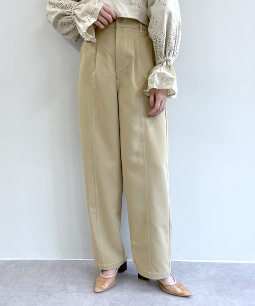 mystic（ミスティック）の「センターステッチハイウエストパンツ（その他パンツ・レディース・ベージュ/オフホワイト/カーキ・1/2）」の6枚目の写真