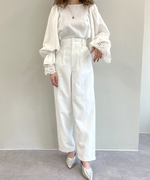 mystic（ミスティック）の「センターステッチハイウエストパンツ（その他パンツ・レディース・ベージュ/オフホワイト/カーキ・1/2）」の4枚目の写真