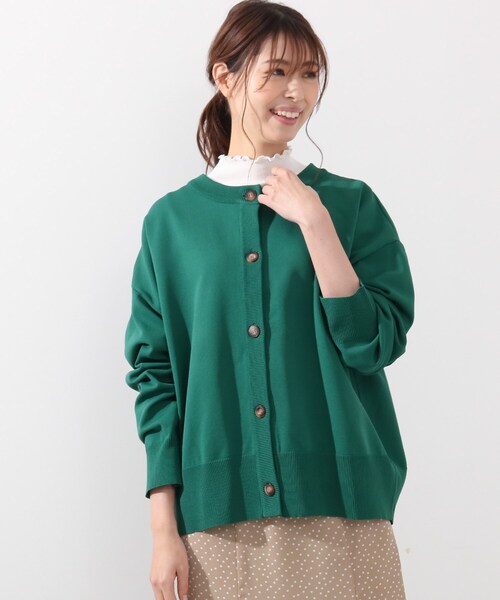 DRESKIP（ドレスキップ）の「◆前後2WAYニットカーディガン（ニット/セーター・レディース・ダークグリーン/オフホワイト/イエロー系その他・02/03/04）」の4枚目の写真