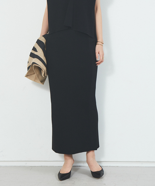 Rouge vif（ルージュヴィフ）の「【セットアップ対応】ストレッチタイトリブスカート（スカート・レディース・ブラック/グリーン・38/36）」の2枚目の写真